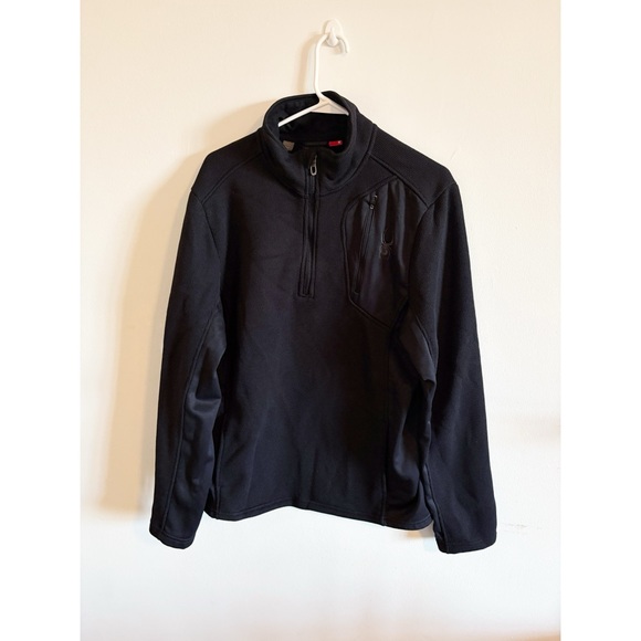 Spyder Mens Bandit 1/2 Zip Fleece Sweater Black - Picture 2 of 4